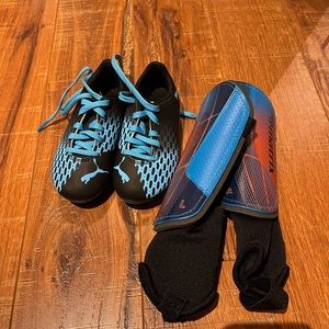 Toddler Size 8 Soccer Cleats and Shin Pads
